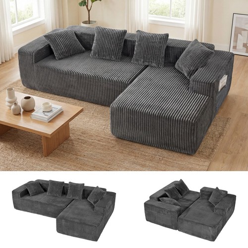 Corduroy ecksofa form - ecksofa, l-form